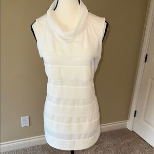 Jacob Off-White Blouse Elegant Top Horizontal Pleats Cowl Neck Top Mini …
